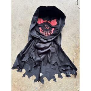 Youth grim reaper skeleton hooded mask black/red death Halloween costume